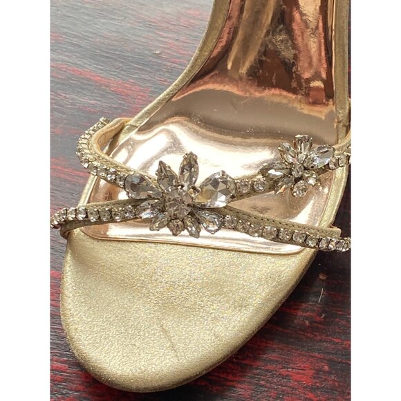 GLAMOROUS GOLD & RHINESTONE HEELS BADGLEY MISCHKA WEDDING SPECIAL EVENT  8.5 - Picture 2 of 10